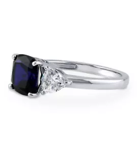 BERRICLE Sterling Silver Cushion Cut CZ 3-Stone Anniversary Engagement Ring - Picture 1 of 7