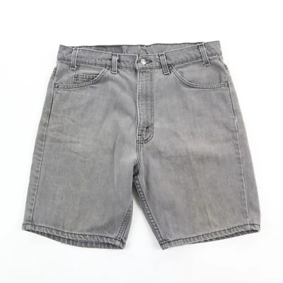 Shorts jeans masculino vintage anos 90 Levi's 505 laranja aba 34 x 8" cinza feito nos EUA denim - Imagem 1 de 4