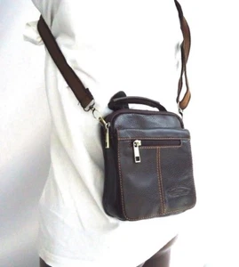 Bolso de Hombro de Cuero Real Genuino Bolso Mensajero Vintage Hombre Pequeño Mujer - Imagen 1 de 7