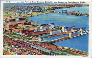 Grain Elevators Lift Bridge Duluth Superior Harbor Entrance Postcard Unposted - Picture 1 of 2