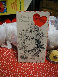 VINTAGE GIBSON VALENTINE CARD "A LOVING VALENTINE FOR YOU, SWEETHEART" - Picture 1 of 6
