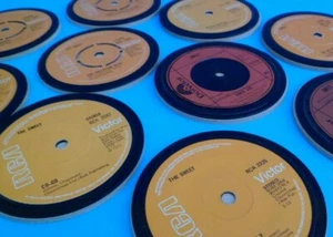 THE SWEET Vinyl Record DRINKS COASTERS Upcycled vinyl record Hit Singles SWEET - Picture 1 of 9