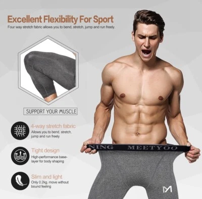 NWT MEETYOO Men's 3/4 Compression Pants Leggings Tights Gray Size Large - Image 1 of 4