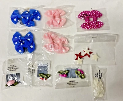 Lot Of 10 Packages Fashion And Sewing Accents - Bows, Roses, Stars - Image 1 of 4