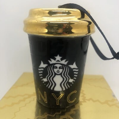 星巴克黑色涂鸦纽约纽约市 2015 年圣诞装饰品 Demi 杯不倒翁 — 第 1/4 张图片