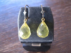 Traum in Giftgrün Ohrringe Tropfen seltener grüner Bernstein 925er Silber gold - Picture 1 of 4