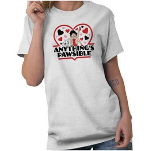 Betty Boop Anything's Pawsible Retro Cartoon Womens Graphic Crewneck T Shirt Tee - Picture 1 of 9