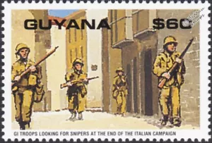 WWII Italian Campaign - US Army GI Troop Patrol Looking for Snipers Stamp - Picture 1 of 1