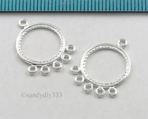 2x HELLE STERLINGSILBER RUNDE KRONLEUCHTER OHRRINGE STECKER #1429 - Bild 1 von 2