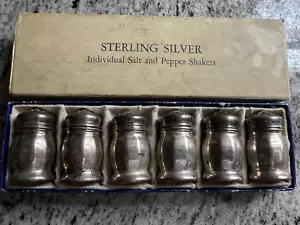 Vtg set of 6 Sterling Silver Individual Salt Shakers 15/8” 57.9 Grams New Old St - Picture 1 of 6