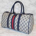 Gucci GG  Mini Boston hand Bag  Sherryline PVC leather navy  from Japan 0183