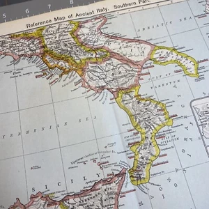 Mapa de Referencia Histórica Antigua Italia Sur 1910 Antiguo Color Mapa Arte de Pared - Imagen 1 de 13