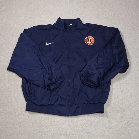 Vtg 90s Fighting Illini Team Nike Basketball Windbreaker Full Zip Jacket Mens L Cover