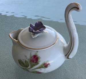 Vtg Lefton China Purple Violet Creamer Extended Handle 4" W - Picture 1 of 9