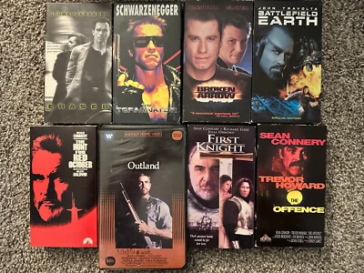VHS Movie LOT (8) Action Packed Movies - Schwarzenegger, Travolta, Sean Connery - Image 1 of 2