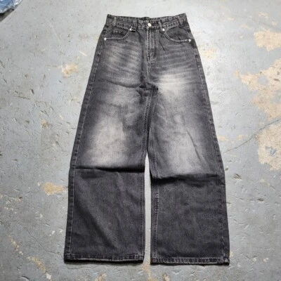 Baggy gray jeans 28w x 30l faded wide leg denim - Image 1 of 4