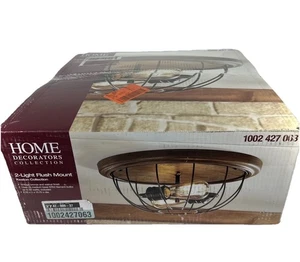 Home Decorators Collection 7952HDC Keaton 2Light Bronze/Walnut Flush Mount Light - Picture 1 of 2