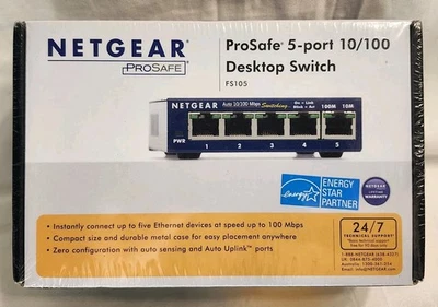 *New*  NETGEAR ProSafe Model FS105 5-Port 10/100 Desktop Switch - Image 1 of 4