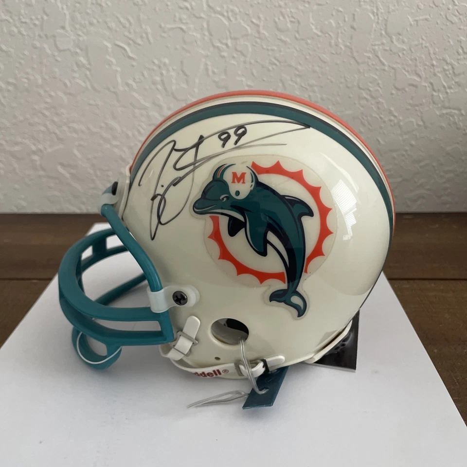 Minicasco autografiado por Jason Taylor y Bernie Kosar Miami Dolphins Foto 1 de 4