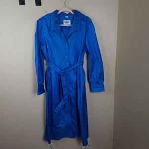 Vintage The Totes Coat Trench Style Hooded Rain Coat in Blue Size 8 - Picture 1 of 14