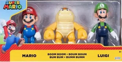 Juego de figuras de acción Nintendo Mario, Luigi y Boom Boom 4" - 3pk Foto 1 de 3