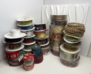 Kirkland Signature & SWC Wire Edged and Rope Ribbon 55yd Lot Of 29 New & Used - Picture 1 of 10