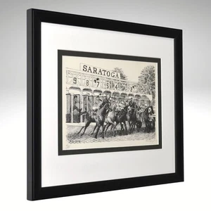 Impresión firmada de carreras de caballos Mark Kenyon Saratoga #46/180 — recién enmarcada 16x18 - Imagen 1 de 7