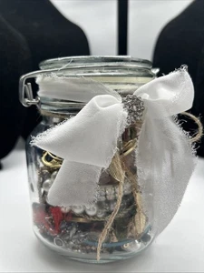 Mystery Jewelry Jar All Wearable Vintage to Modern W Or WO Decorated Jar - Picture 1 of 9
