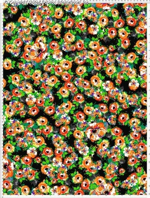 Challis Rayon Printed Redwood, Floral Fabric, Dress Fabric - Image 1 of 3