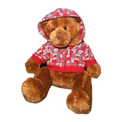 Aeropostale Oso de Peluche Marrón Peluche Peluche Rojo Cremallera Sudadera con Capucha A87 AERO 17" Foto 1 de 4