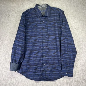Robert Graham Shirt Mens Large Blue Camo Pattern Classic Fit Button Up Cotton - Picture 1 of 9