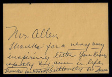 “Gone with the Wind” Butterfly McQueen Hand Written Note on 3X5 Picture Card COA