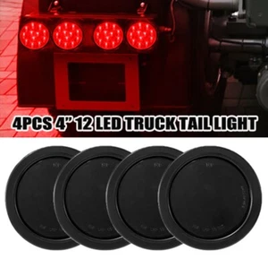 4pcs Smoke Lens 4" Round 12 LED Reverse Backup Tail Lights Red Trailer Truck RV - Bild 1 von 12