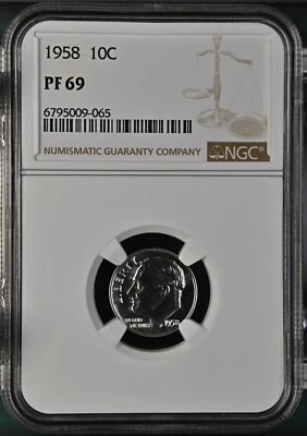 1958 Silver Proof Roosevelt Dime NGC PF69 - Image 1 of 2