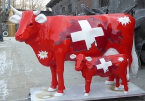 Kuh lebensgroß mit Kalb 3D😉 Edelweiß von der Alm / Skulptur Edelweiß Collection - Picture 1 of 24