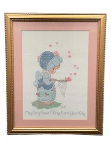 Hand Crafted Framed Precious Moments Cross Stitch May Only Good Things Come You - Picture 1 of 10