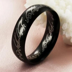 Lord of the Rings Lotr Charm Black Stainless Steel Fashion Women Men's Ring Gift - Picture 1 of 9