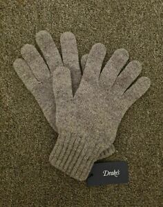 DRAKE'S Gloves BNWT Wool One Size Grey Top Quality Warm Men's