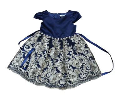 Rare Editions Girls Navy Blue and Gold Lace Party Dress – Formal size 4 - Image 1 of 4