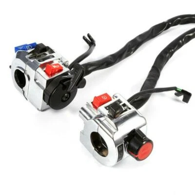Interruptor de control de manillar de motocicleta de 7/8" carcasa cromada interruptor de arranque de señal de giro Foto 1 de 4