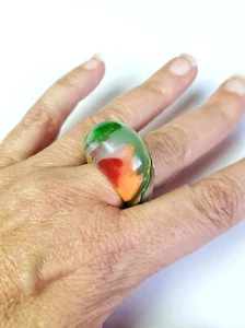 Sobral Pollock Substance Bright Multi Color Artist Made Statement Ring Size 8 - Picture 1 of 8