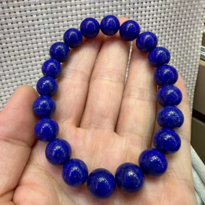10mm Natural Royal Blue Lapis Lazuli Stretch Crystal Beads Bracelet AAAAA - Picture 1 of 9