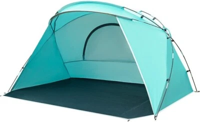 Tenda da Campeggio da Spiaggia 2-3 Persone Protezione Solare UPF50+ Turchese - Immagine 1 di 4
