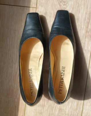 Zapatos de cancha Peter Kaiser de cuero negro sin cordones suela de cuero talla 9,5 (EU 40) Foto 1 de 4