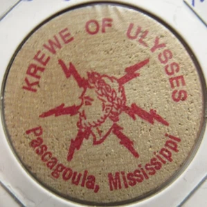 Krewe of Ulysses Pascagoula 1985, MS madera níquel - token Mississippi - Imagen 1 de 2