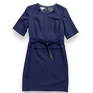 Pendleton Dress Women’s 14 Navy Blue 100% Virgin Wool USA Short Sleeve Belt EUC - Picture 1 of 16