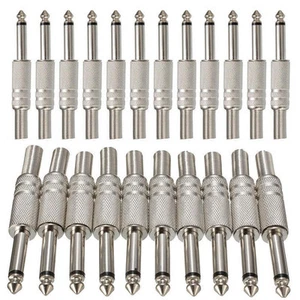 20pcs 1/4" 6.35mm Male Mono Monaural Audio Cable Jack Connector Plug adapter - Picture 1 of 6