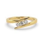 Rrp 799 033 Ct Natural Round Diamond Tension Set Trilogy Ring In Yellow Gold