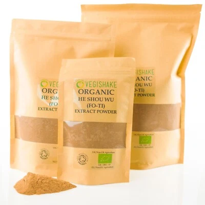 VEGISHAKE Organic He Shou Wu (Fo Ti) Extract Powder - Hair Colour Prevent Grey Hair