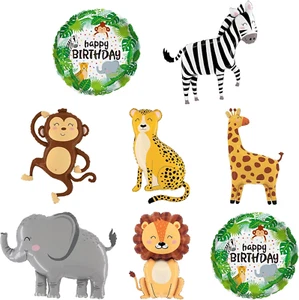 8 Pcs Jungle Safari Animal Balloons, Wild One Birthday Zoo Jungle Decoration, L - Picture 1 of 7